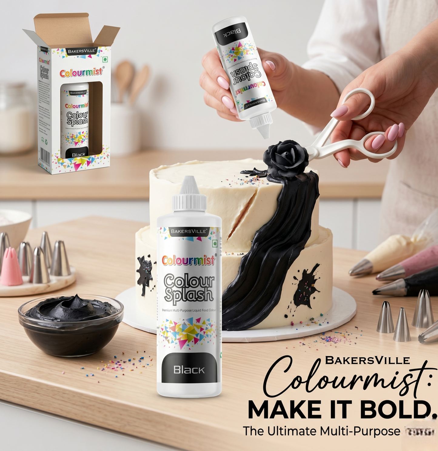 Colourmist Colour Splash Premium Multipurpose Liquid Food Colour – Black (200g)