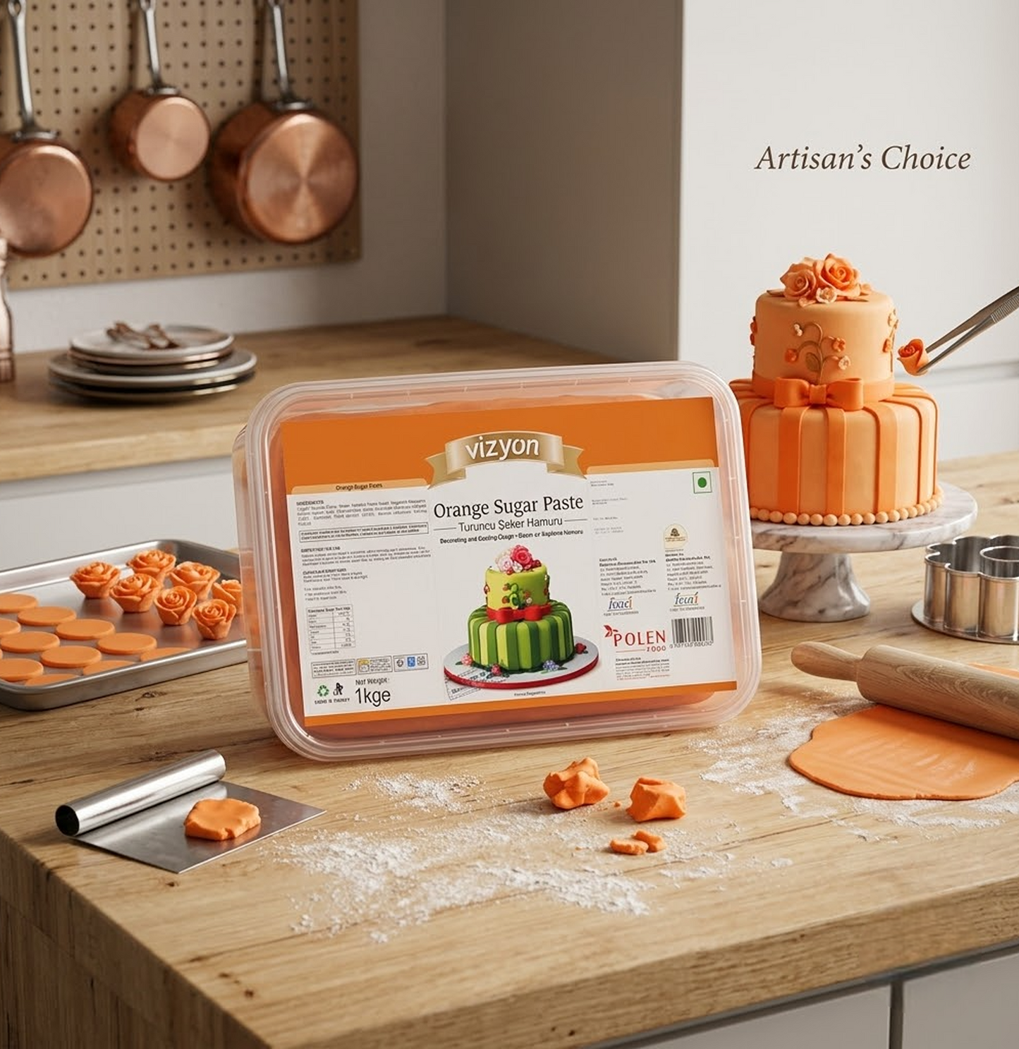 Vizyon Sugar Paste/Fondant – Orange (1kg)