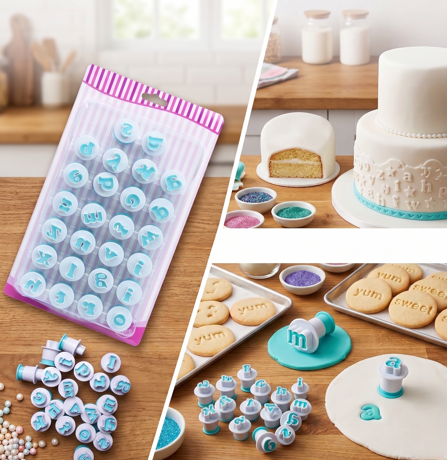 Alphabet Fondant Letter Cutter Set – 26 Pcs Lowercase Plunger Moulds