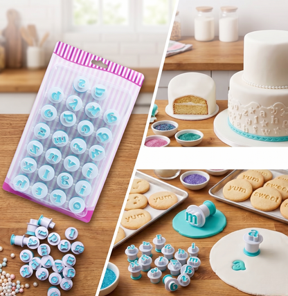 Alphabet Fondant Letter Cutter Set – 26 Pcs Lowercase Plunger Moulds
