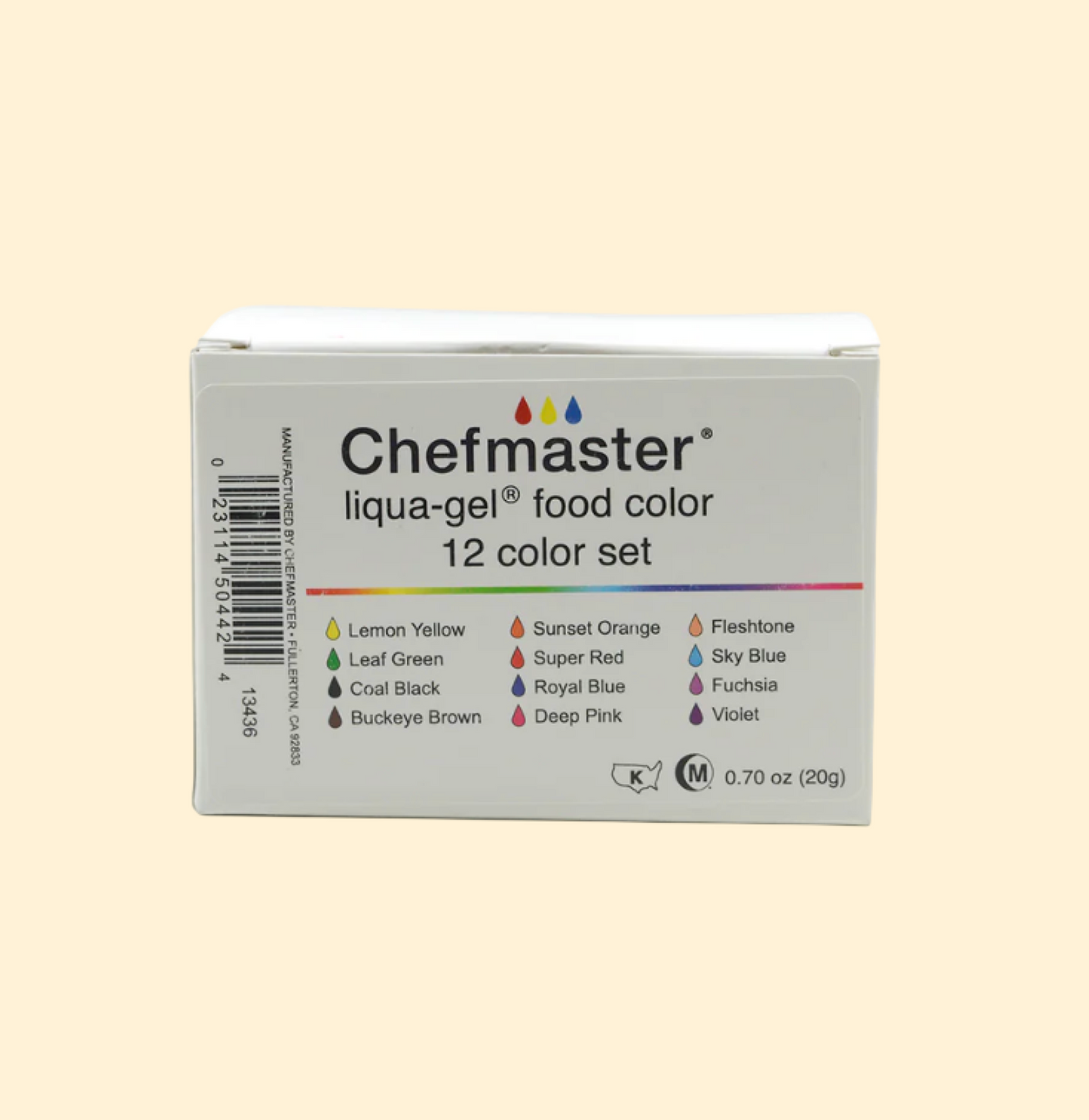 CHEFMASTER Liqua-Gel Food Colour Assorted Kit (20g x 12 Bottles)