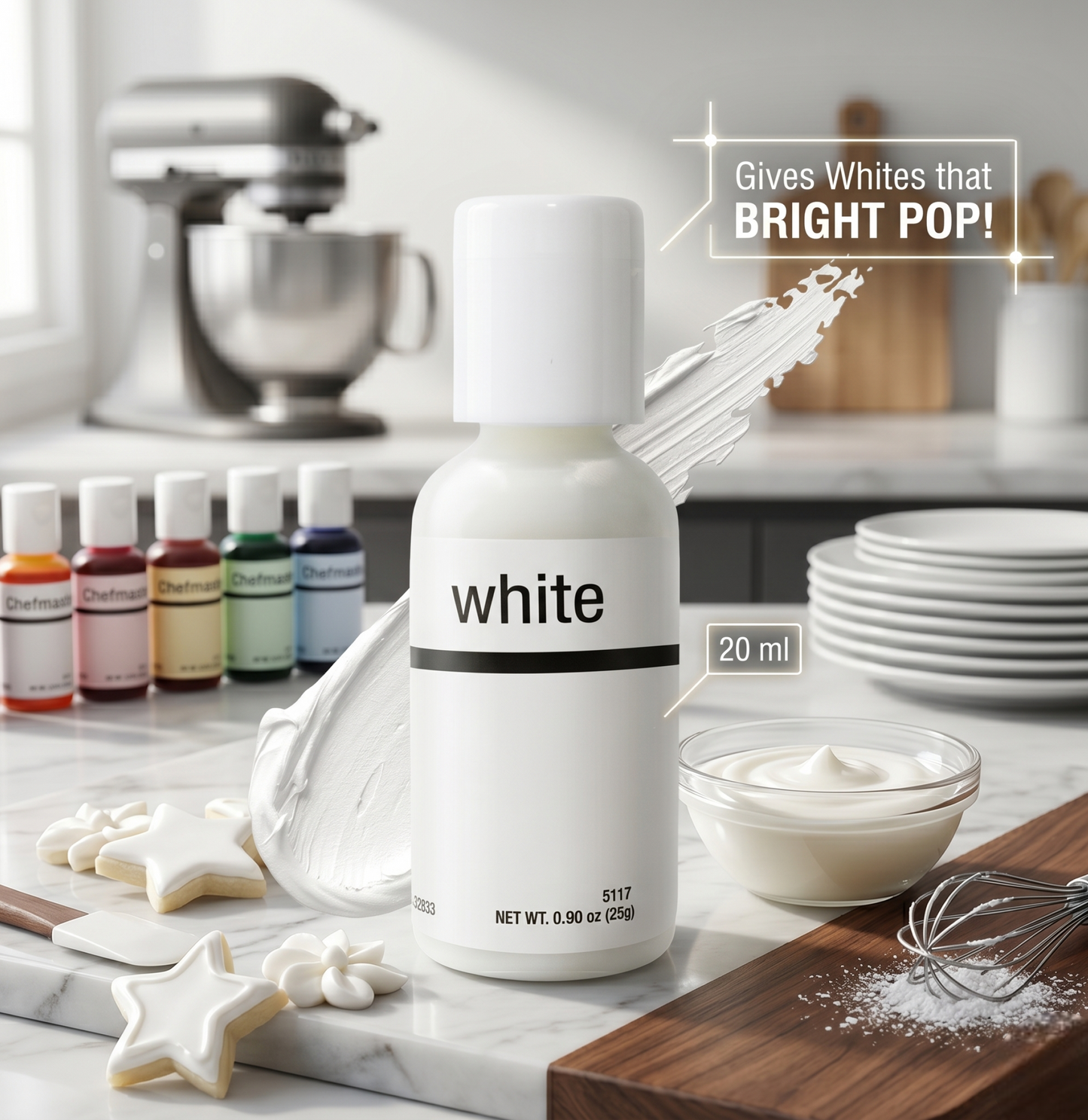 Chefmaster Liqua-Gel Food Colour – Bright White (20 ml)