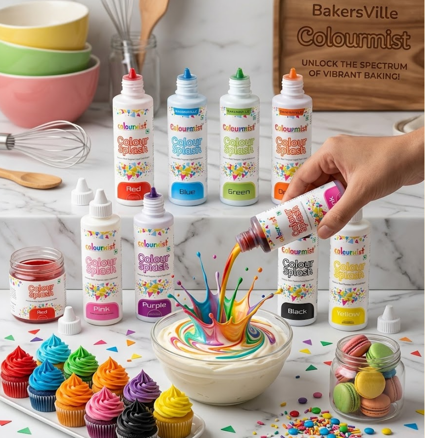 Colourmist Colour Splash Multipurpose Liquid Food Colour Assorted Pack – 8 Colours (200g Each)