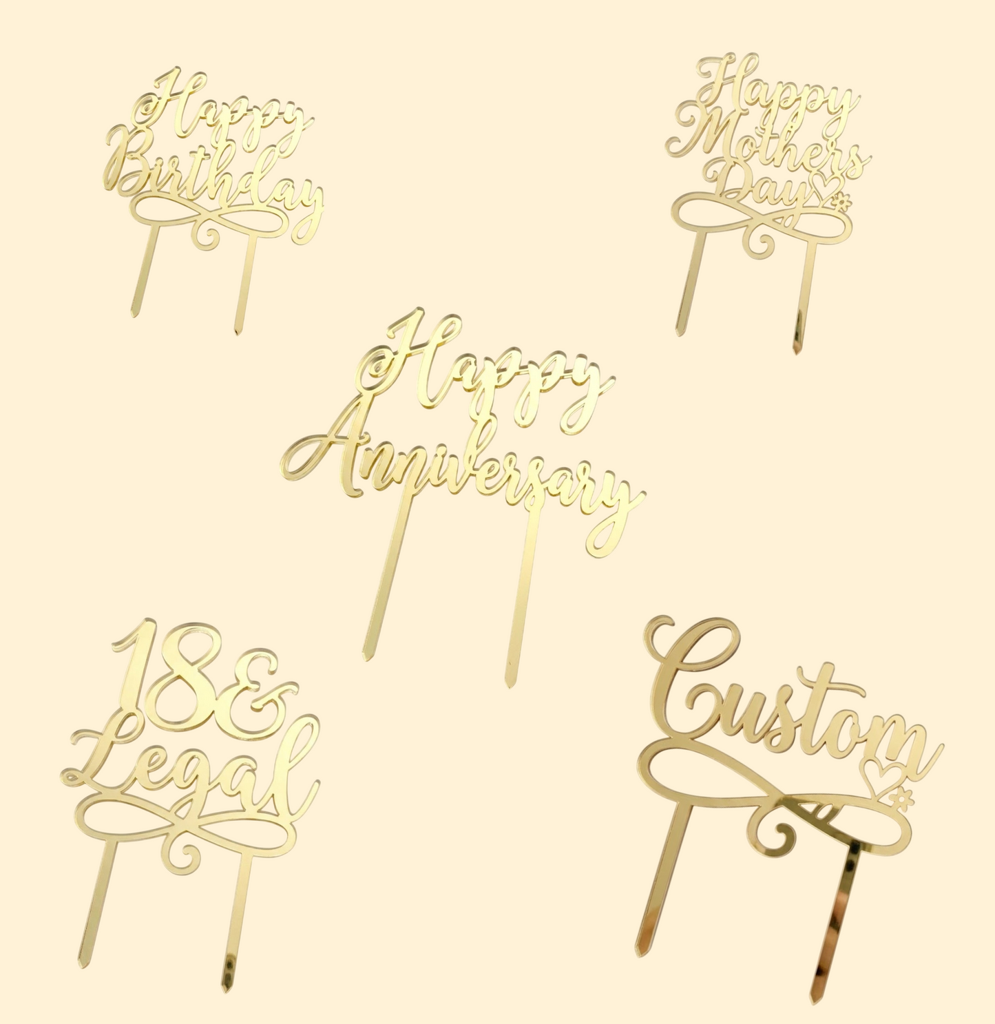 Custom Cake Toppers – Personalized Name & Theme Cake Decorations