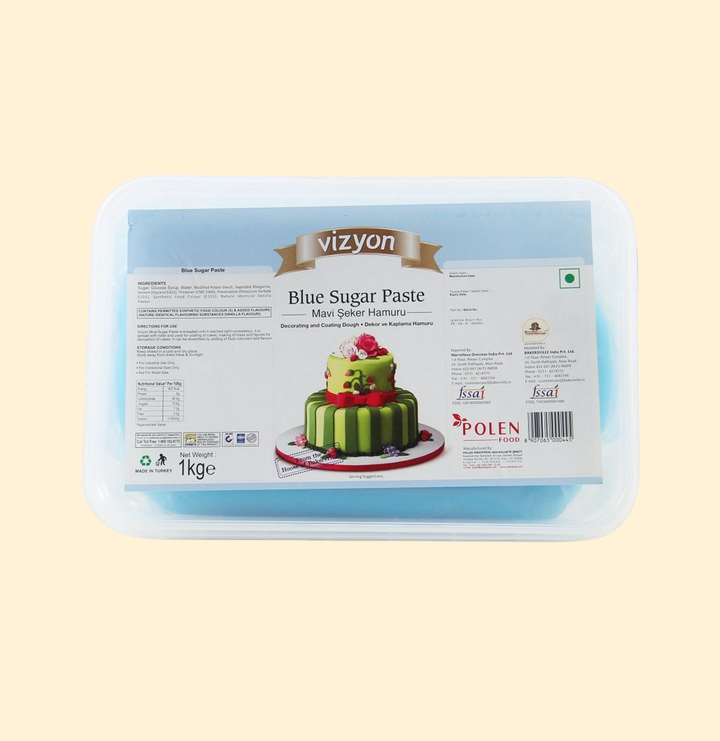 Vizyon Sugar Paste/Fondant – Blue (1kg)