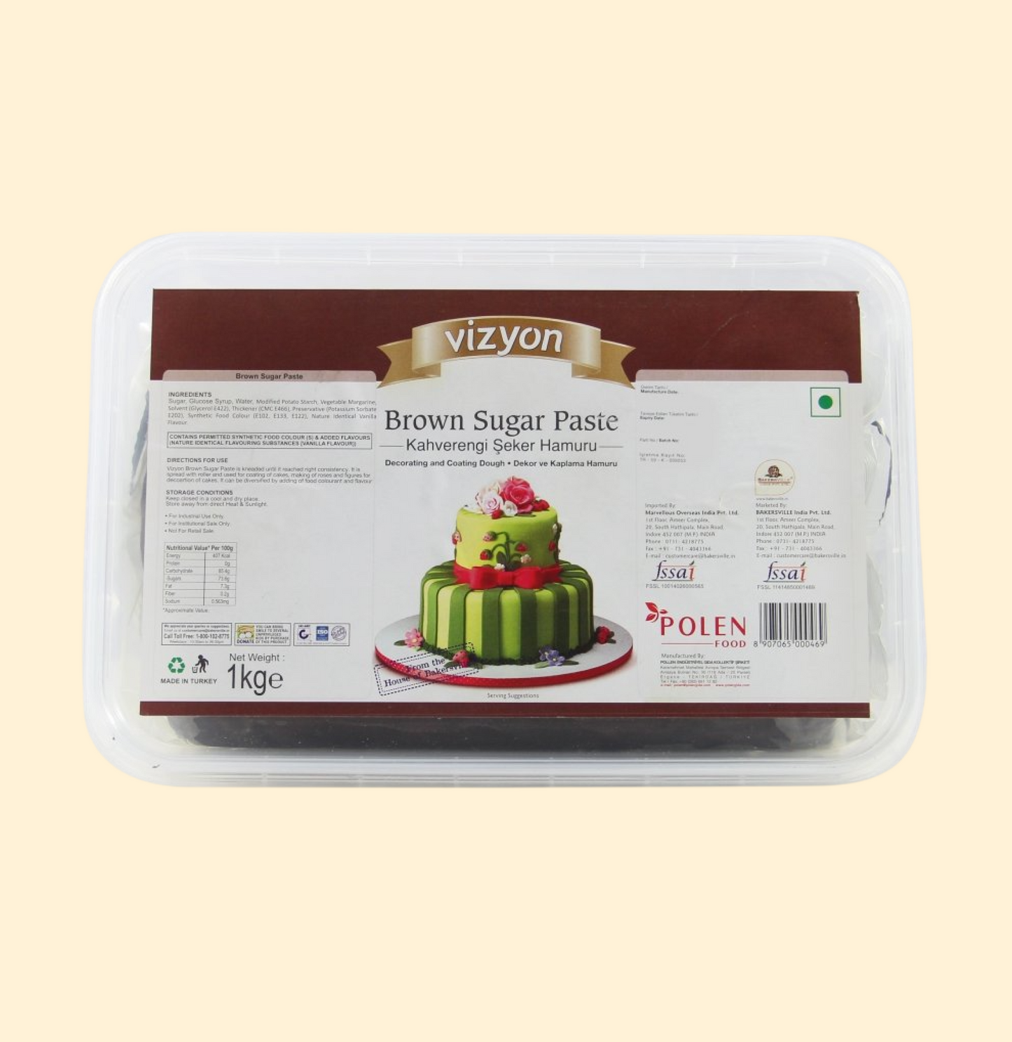 Vizyon Sugar Paste/Fondant – Brown (1kg)