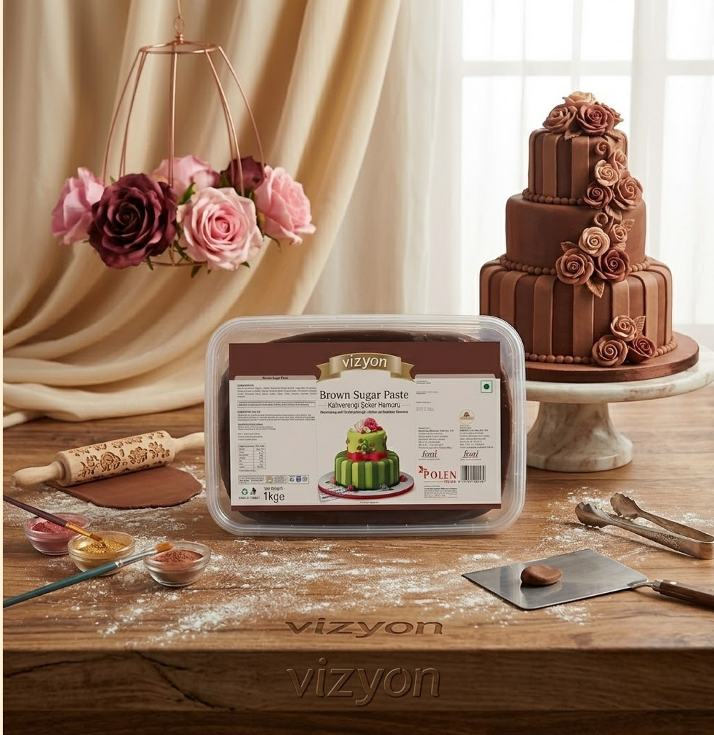 Vizyon Sugar Paste/Fondant – Brown (1kg)