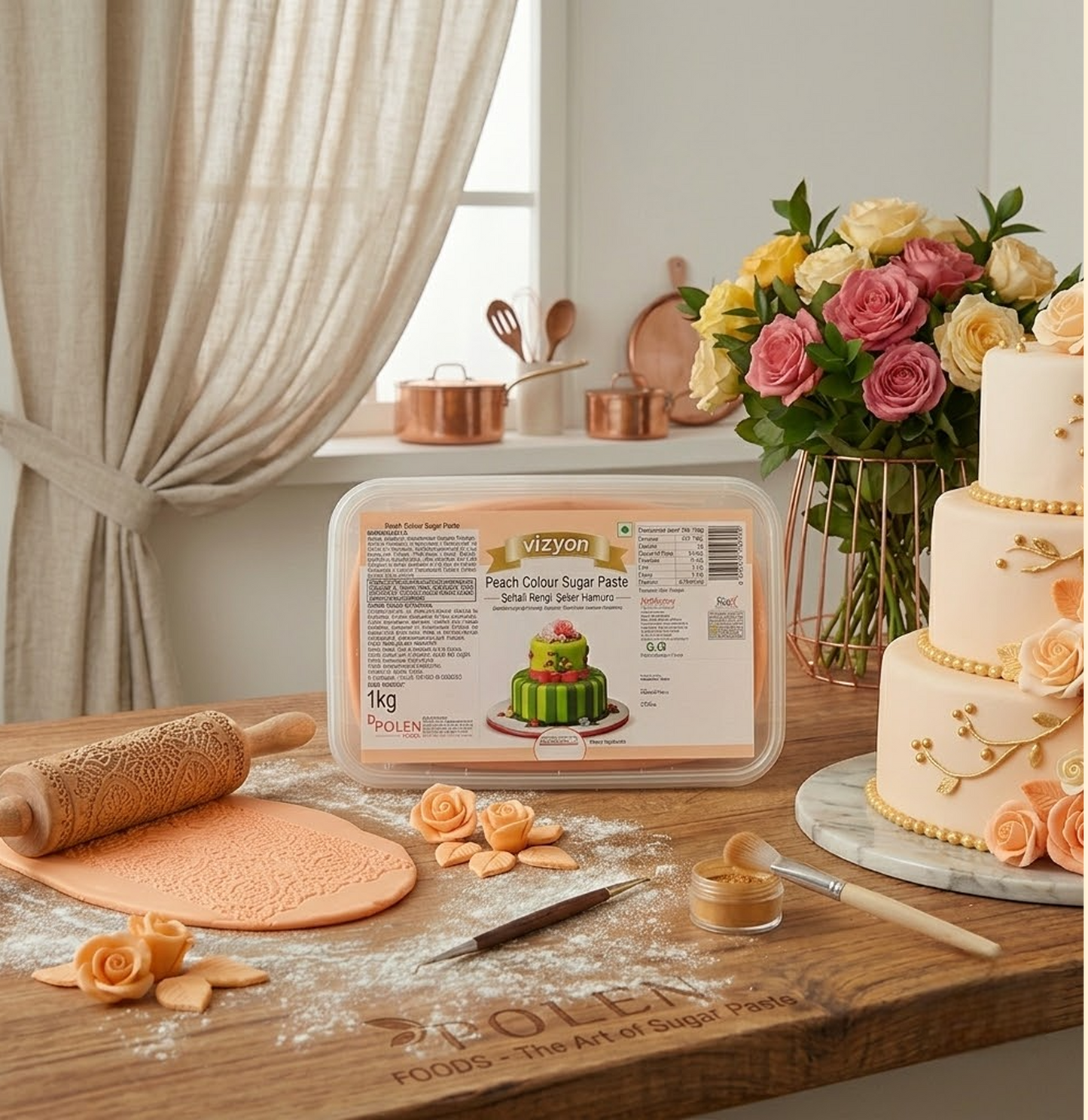 Vizyon Sugar Paste/Fondant – Peach (1kg)