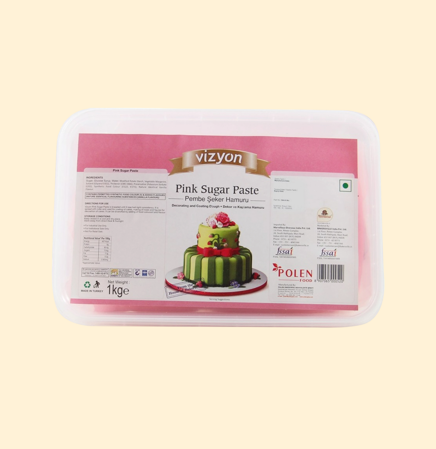 Vizyon Sugar Paste/Fondant – Pink (1kg)