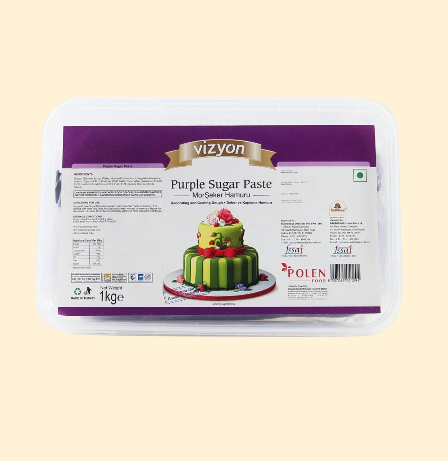 Vizyon Sugar Paste/Fondant – Purple (1kg)