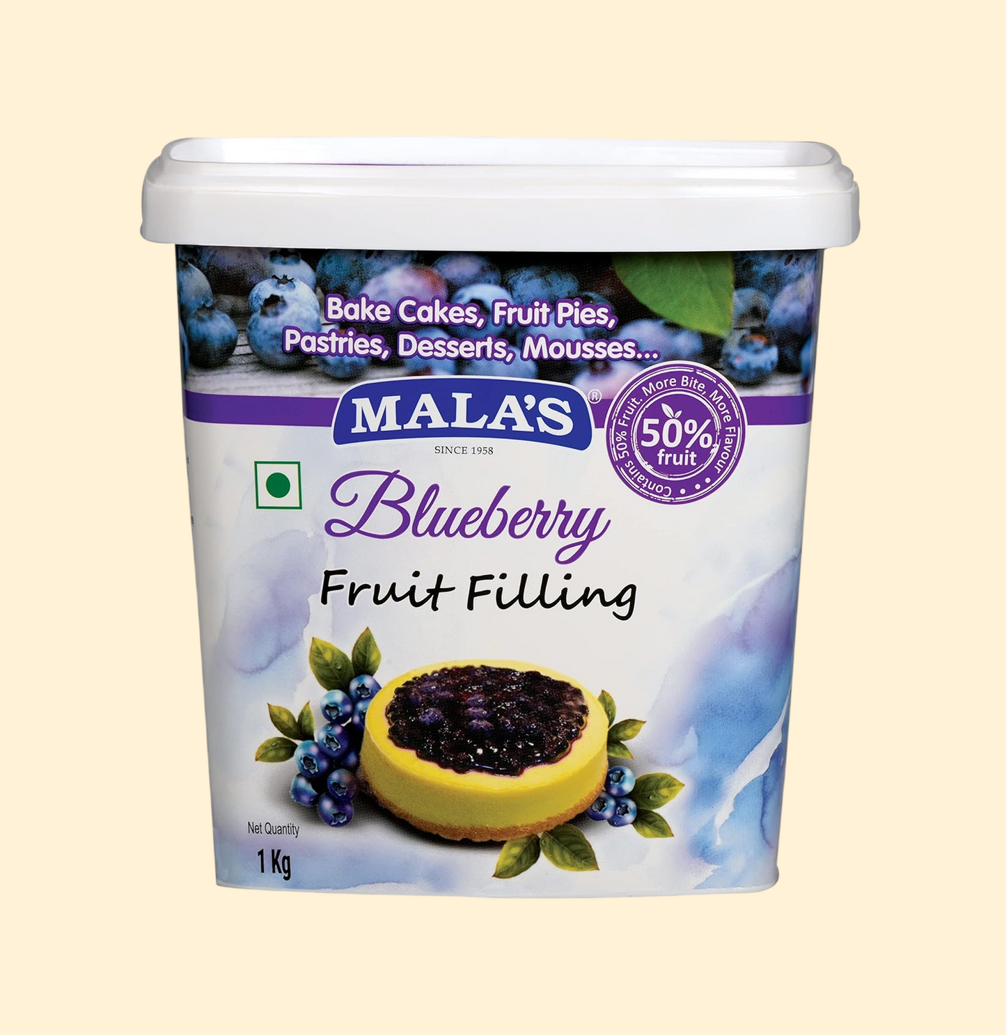 Mala’s Blueberry Fruit Filling – 1kg (50% Real Fruit)