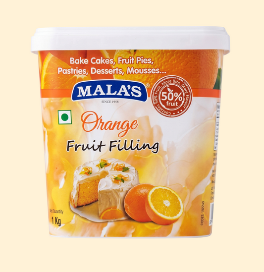 Mala’s Orange Fruit Filling – 1kg (50% Real Fruit)
