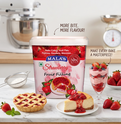 Mala’s Strawberry Fruit Filling – 1kg (50% Real Fruit)