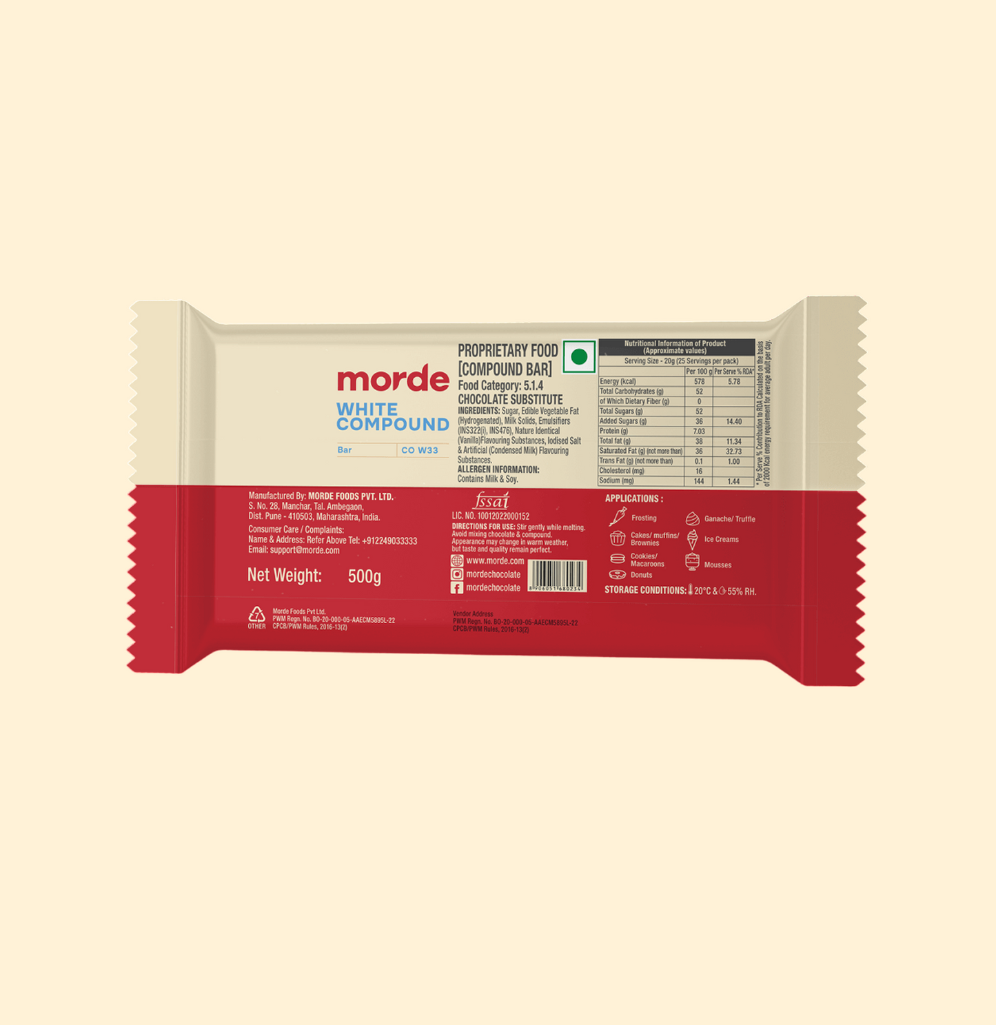Morde White Compound Chocolate - 500 Gm