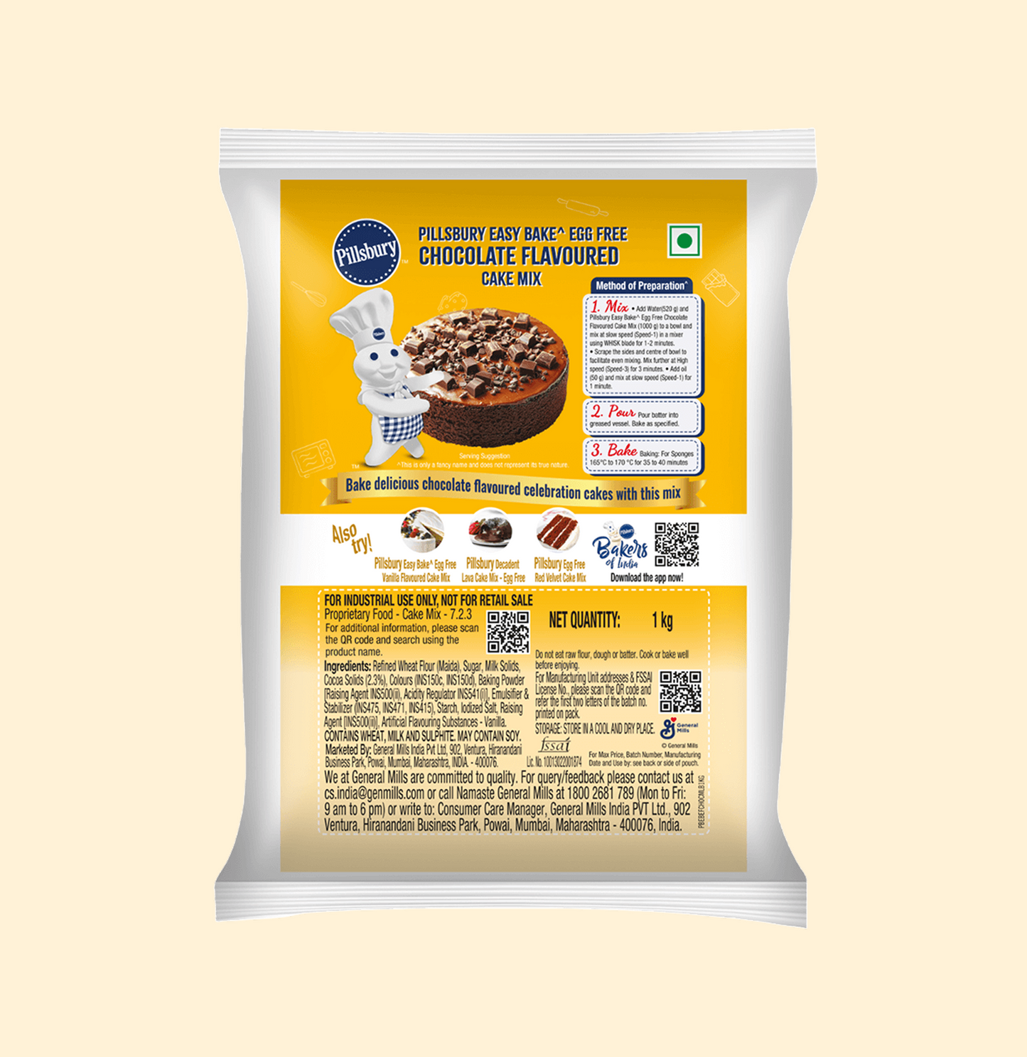 Pillsbury Easy Bake Egg Free Chocolate Flavoured Cake Mix – 1 Kg