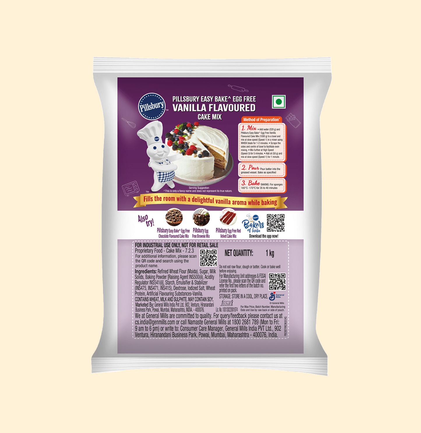 Pillsbury Easy Bake Egg Free Vanilla Flavoured Cake Mix – 1kg