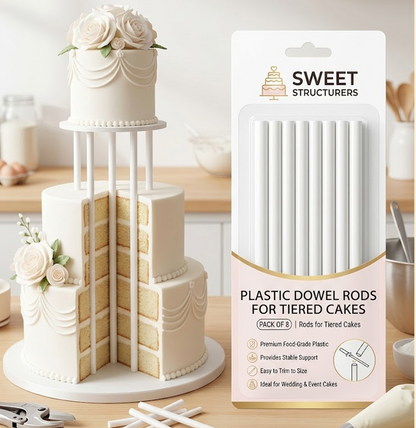 Plastic Dowel Rods for Tiered Cakes – Pack of 8