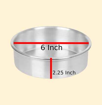 Premium Silver Aluminium Round Cake Tin – 6x2 Inch