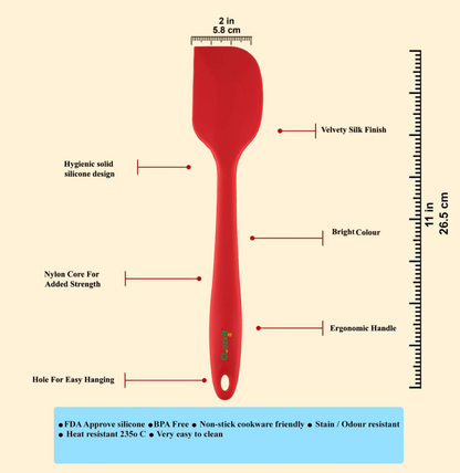 Premium Silicone Spatula with Steel Core – 11 Inch (Multicolour)