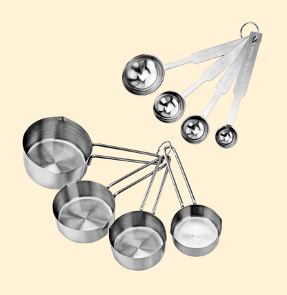 Stainless Steel Measuring Cups & Spoon Set (4 Cups + 4 Spoons)