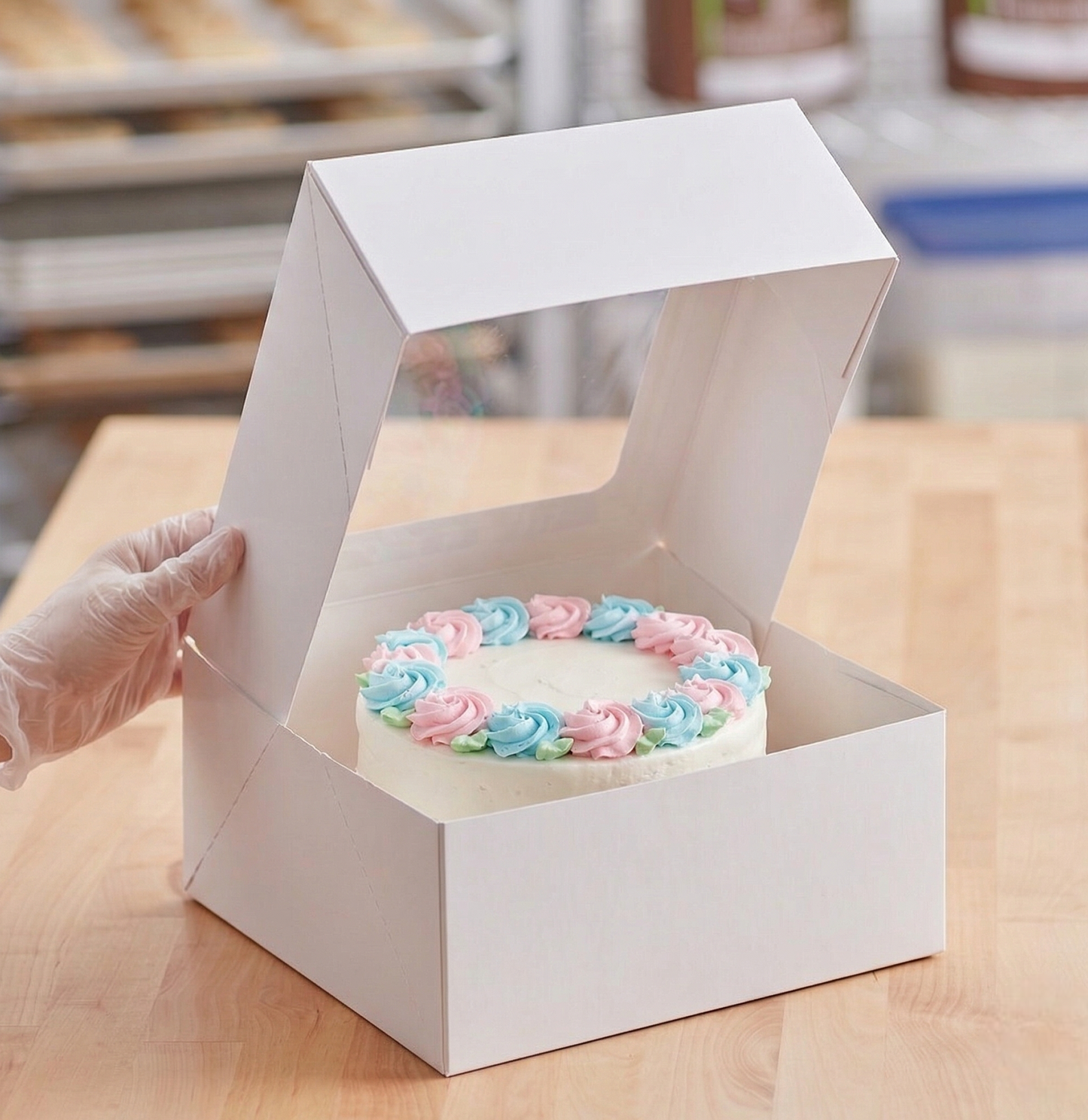 White Half Kg Window Cake Box 8x8x5 (Pack of 10)